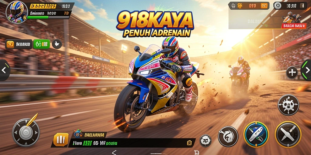 Gameplay mendebarkan saat balapan motor di 918KAYA.