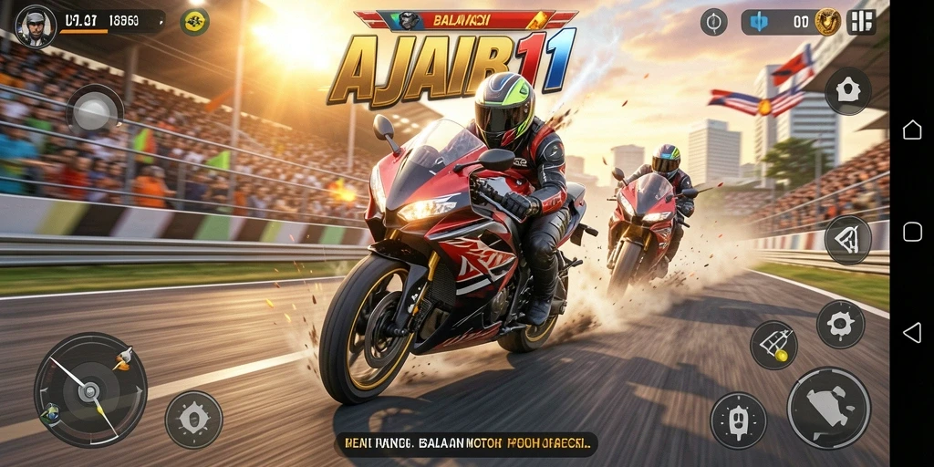 Tampilan aksi mendebarkan dalam balapan motor AJAIB11.
