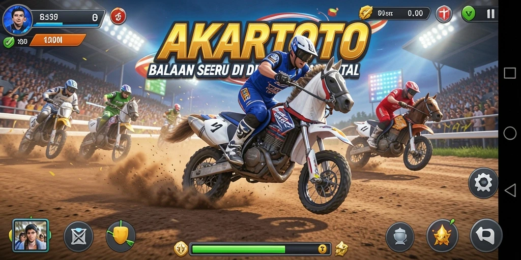 Tangkapan layar gameplay AKARTOTO yang memukau saat balapan.