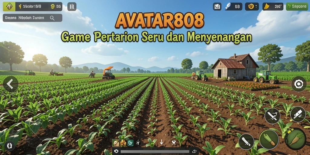 Tampilan screenshot <strong>AVATAR808</strong> dengan aktivitas berkebun yang seru.