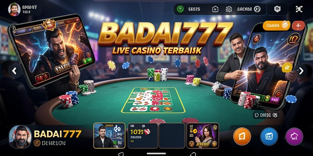 Tampilan permainan BADAI777 dengan dealer live dan suasana kasino nyata.