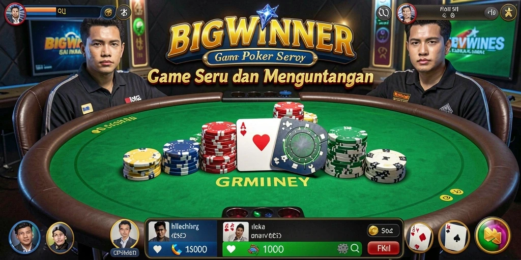 Tampilan gameplay BIGWINNER yang mendebarkan saat bermain poker.