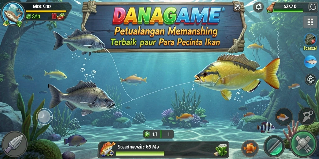 Tampilan gameplay memancing yang seru dan menantang di DANAGAME.