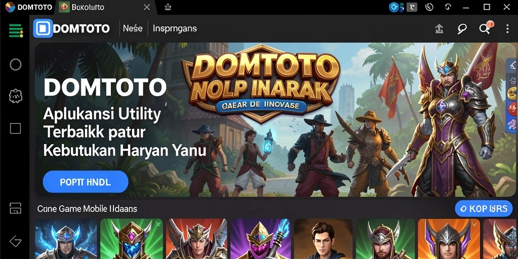 Tampilan utama aplikasi DOMTOTO dengan berbagai fitur utility.