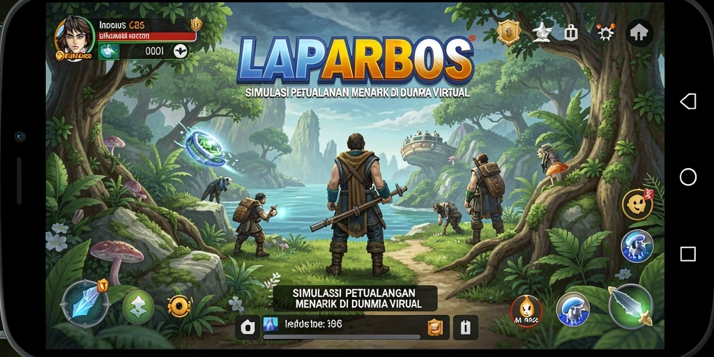 Screenshot utama LAPARBOS menampilkan gameplay simulasi yang menarik.