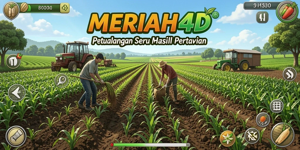 Tangkapan layar gameplay <strong>MERIAH4D</strong> menunjukkan suasana pertanian yang ceria dan aktif.