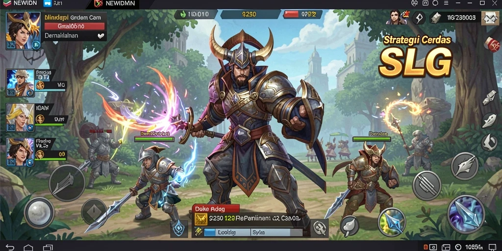 Screenshot menunjukkan aksi intens dalam pertempuran strategis SLG.