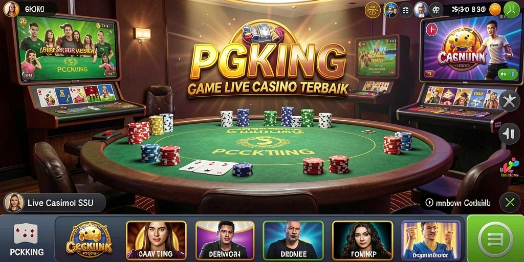 Screenshot PGKING menampilkan dealer langsung yang ramah dan permainan menarik.