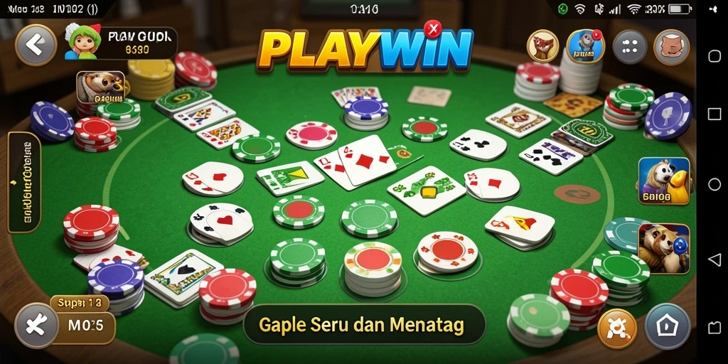 Tampilan screenshot <strong>PLAYWIN</strong> menunjukkan keseruan bermain Gaple.