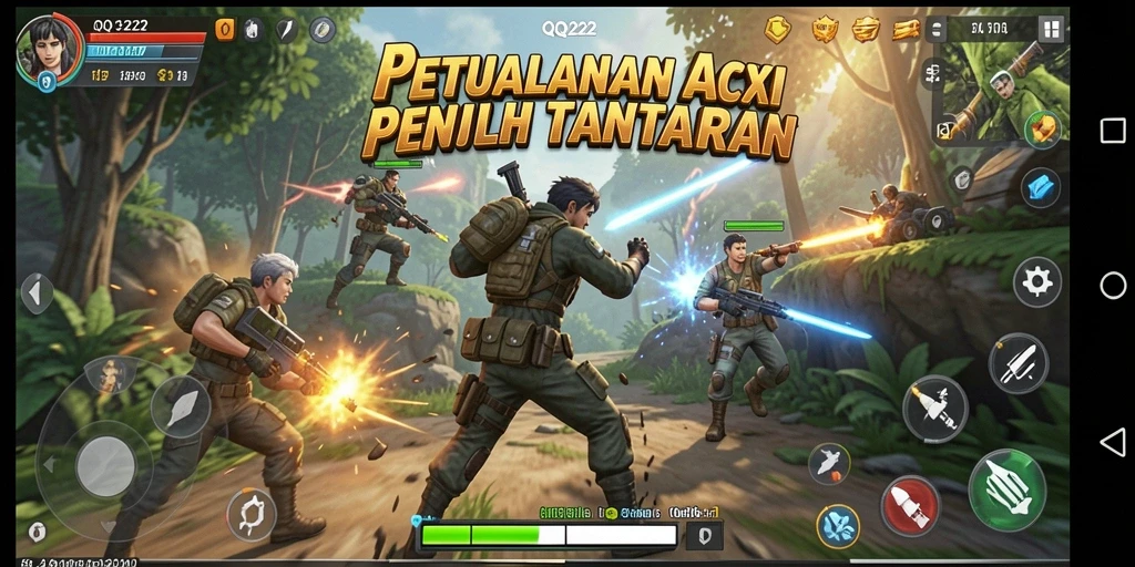 Tangkapan layar QQ222 menunjukkan pertempuran seru dan grafis menawan.