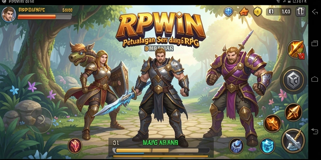 Screenshot utama RPWIN menampilkan aksi pertempuran yang menegangkan dalam gameplay RPG.