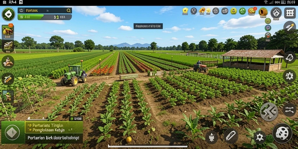 Screenshot RR44 menampilkan suasana ladang yang indah dengan tanaman subur.