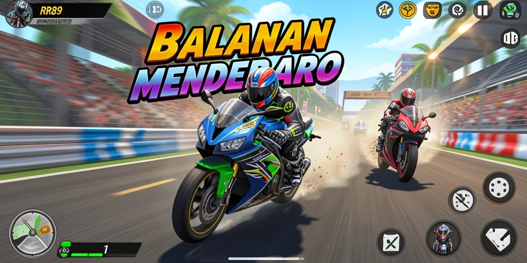 Tampilan gameplay mengesankan dari balapan motor penuh adrenalin.