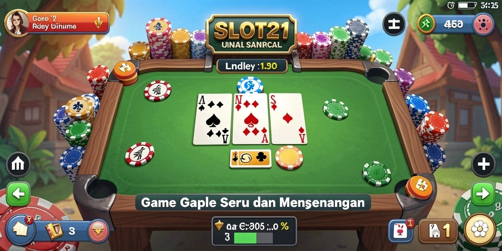 Screenshot utama <strong>SLOT21</strong> menunjukkan gameplay Gaple yang menarik.