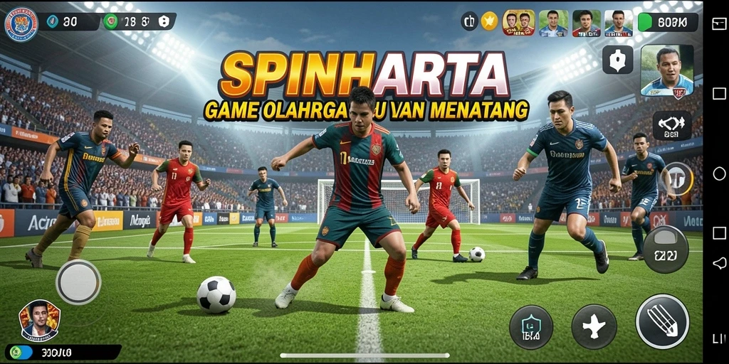 Screenshot gameplay SPINHARTA menampilkan aksi olahraga yang intens dan seru.