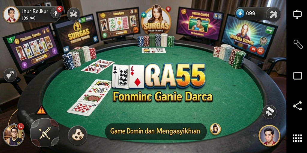 Tampilan gameplay seru di SURGA55 dengan berbagai mode permainan Domino.